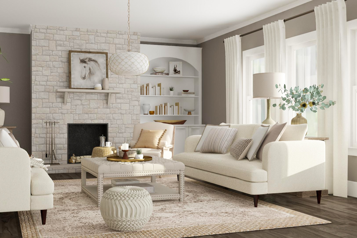 All White Living Room